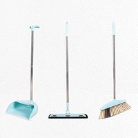 Broom and Dustpan With Long Handle Telescopic Up Household Soft Brush Broom And Dustpan Non-Slip Handle Multi-Function Windproof Broom Set Office Garage Schools Garden Cleaning Tools