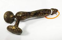 Mushroom-Shape Roller Stick Wooden Massage Ball Handheld Manual for Muscle Body Neck Back Foot Trigger Point Cellulite Palm Wood Thailand 8 x 3.5 Inches