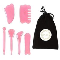 Gua Sha Scraping Massage Tool Kits, Natural Resin Scraper Board Healing Stone Set for Face Back and Neck Release Massage Therapy, Reduce Muscle Pain (Purple)