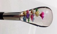 Floral Crystal Ball Walking Cane with Solid Black Shaft 36" Long