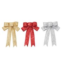 Amosfun 3pcs Christmas Bows Gift Wrap Bows for Gift Decoration Christmas Party Favors 23cm Red Silver Golden