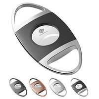 Cigar Cutter Guillotine Stainless Steel Double Blade, 60 Gauge Ring Max, Self Sharpening Blades (Chrome Black)