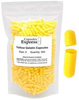 Capsules Express- Size 0 Yellow Empty Gelatin Capsules 500 Count - Kosher and Halal Certified - Gluten-Free Pure Bovine Gelatin Pill Capsule - DIY Powder Filling