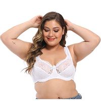 Theoylos Womens Bra Sexy Lace Bralette Ultra-Thin Breathable Underwear Ladies Large Size Sports Bra Seamless Bra White