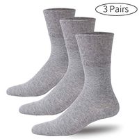 Forcool Diabetic Socks for Women and Men, Soft Cushioned Seamless Edema Socks Cotton Crew with Extra Wide Non Binding Loose Fit Top for Big and Tall Men, 3 Pairs Gray X Large