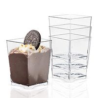 Tosnail 120 Pack 4.5 Ounce Clear Plastic Square Dessert Cups with Plastic Tasting Spoons