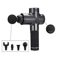 Portable Massage Device Helps Relieve Muscle Soreness, Massage Gun Deep Tissue Percussion, Handheld Button Quiet Electric Body Massager with 4 Massage Heads (Gray Massage Gun)