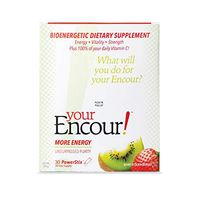 Your Encour Bioenergetic Energy Supplement Drink Powder | Caffeine-Free, Sugar-Free PowerStix | Plus Vitamin C for Healthy Energy | 30 Day Supply (Kiwi Strawberry)