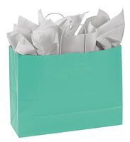 Large Turquoise Paper Shopping Bags - Case of 25