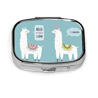 Pill Organizer Box Metal Pill Container Portable Vitamin Medicine Case for Pocket,Purse,Daily Needs and Travelling -Llamas Vector