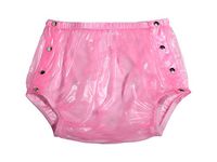 Haian Adult Incontinence Snap-on Plastic Pants (Large, Transparent Pink)
