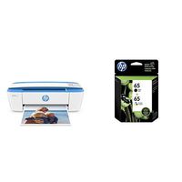HP DeskJet 3755 Compact All-in-One Wireless Printer with Mobile Printing, HP Instant Ink & Amazon Dash Replenishment ready - Blue Accent (J9V90A) with Std Ink Bundle
