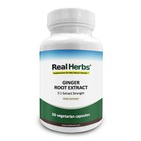Real Herbs Ginger Root Extract - Derived from 3500mg of Ginger Root with 5:1 Extract Strength - Reduces Nausea & Gastric Discomfort – 50 Vegetarian Capsules