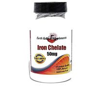 Iron Chelate 50mg * 200 Capsules 100% Natural - by EarhNaturalSupplements