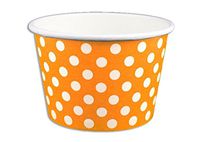 Black Cat Avenue Paper Ice Cream Cups, Polka Dot, Orange, 8 Ounce, 50 Count