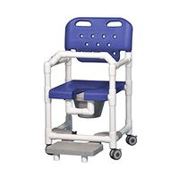 IPU ELT817 P FRLB Elite Shower Chair Commode with Footrest and Lap Bar for use Over existing Toilet, Bedside, and in The Shower (Blue)