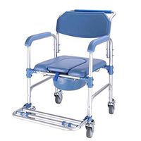 Wheelchair Medical Equipment Foldable Mobile Toilet Elderly Disabled with Wheeled Toilet Chair 4 in 1 Commode Chair 4 Wheel Brakes(360 Shower Transport Chair 200kg Walker Assist Devices