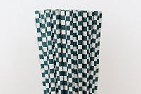 Navy Blue Gingham Paper Straws (100)