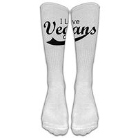 AWENGESS Love Vegans White Womens Pattern Over The Knee High Socks Long Socks