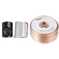Polk Audio Atrium 4 Outdoor Speakers (Pair, White) with Amazon Basics 16-Gauge Speaker Wire