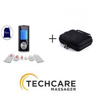 TechCare Portable Mini Massager Tens Unit Muscle Stimulator Machine with Hard Case for Pain Management Arthritis Muscle Strength Sciatica [Lifetime Warranty]