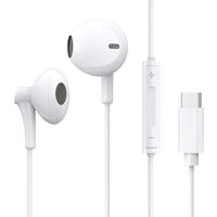 Dnifo USB C Earbuds, USB C Headphones in-Ear Noise Cancelling Earphones with Mic Headsets Compatible with Google Pixel 4/3/2/XL, Samsung, Huawei, HTC 10/U11, Essential Phone (White)