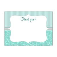 30 Blank Thank You Cards Swirl Teal Silver Grey Baby Shower Sprinkle Girl Birthday Party + 30 White Envelopes