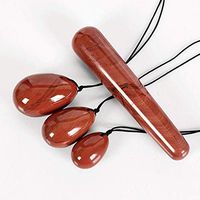 Natural Crystal Egg Yoni Eggs Rose Quartz Lapis Lazuli Cat's Eye Moonstone Meditation Eggs Massage Tool Pelvic Kegel Exercise Vaginal Tightening Ball for Health Care Tool (Red Jasper 4pcs)