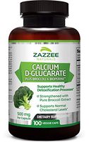 Zazzee Calcium D-Glucarate, 100 Veggie Caps, 500 mg per Capsule, Contains 3 mg BioPerine for Enhanced Absorption, Plus Pure Broccoli Extract, Vegan, Non-GMO and All-Natural