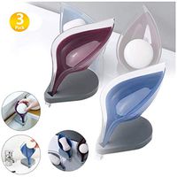 Self Draining Soap Holder,3PCS Self Draining Soap Dish Plastic Leafology Decorative Drainage Soap Box,Soap Dish with Draining Tray Hollow Soap Holder for Shower Bathroom Kitchen (Soap Holder)
