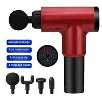 Massage Gun, Handheld Deep Tissue Massager for Pain Relief, Percussion Massage Device with 6 Adjustable Speed Vibration Levels and 4 Head Attachments (Red)