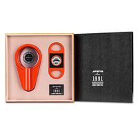 CIGARLOONG Cigar Cutter Set 2 Piece Double Blade Scissors and Cigar Ashtray Gift Set (Color:Orange)