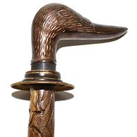 Nautical Gift Decor Mallard Duck Brass Head Handle Wooden Walking Stick Cane.