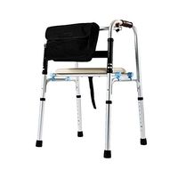 Walker|Aluminum Elderly Walking Frame|Foldable Walker|Portable Lightweight|with Seat and 2 Wheels|Highly Adjustable AA++ (Color : B)