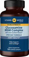 Vitamin World Advanced Double Strength Glucosamine MSM Complex 120 Caplets, Supporting Healthy Joints, Helps Support Joint Cartilage, Coated, Gluten Free