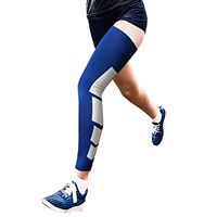 Anti Slip Full Length Compression Leg Sleeve Calf&Shin Splint Support Protect for Pain Relief &Recovery,Single Blue,M