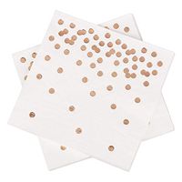 Rose Gold Dots Paper Napkins 50 Counts 3ply White Disposable Everyday Luncheon Napkins Perfect for Wedding Birthday Celebrations Weekend Party Baby Shower Bridal Shower Daily Use