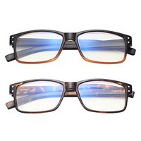 Amorays 2 Pairs Blue Light Blocking Computer Reading Glasses with Spring Hinge Readers for Men and Women 3241002 Brown Tortoise 6.00