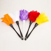 JPONLINE New Anti Static Natural Fall Multi Turkey Feathers Duster Brush Plastic Handle Household Cleaning Car Fan Furniture Dust Cleaner NEW