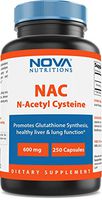 Nova Nutritions N-Acetyl L-Cysteine (NAC) 600mg - 250 Capsules (Non-GMO & Gluten Free)