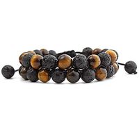 LavaArden Lava Rock Tigers Eye Bracelet for Men Aromatherapy Essential Oil Diffuser Bracelet Anxiety Relief Healing Crystals Stone Bracelet Adjustable for Him Comes in a Gift Pouch