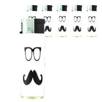Butane Refillable Electronic Lighter Set of 5 Pieces Mustache Design-005
