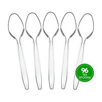 Plasticpro Disposable Clear Plastic Tea Spoons Heavyweight King Size Deluxe Pack of 96