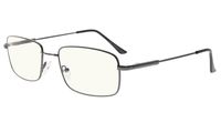 Eyekepper Reading Glasses-Blue Light Blocking-Reduced Eye Strain-Memory Computer Glasses Titanium Readers Men, Transparent Lenses (Gunmetal,+0.75)