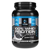 eFlow Nutrition 100% Whey Protein Isolate - Gluten & Lactose-Free Dietary Supplement for Muscle Recovery with 5G BCAA - 2lbs Cookies & Cream (30 Servings)