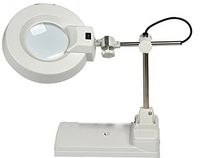 Magnifying Desk Gooseneck Table Lamp 20X Magnifier Light Hinged Neck (white glass)