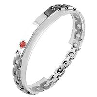 Thin Stainless Steel Medical Alert Link ID Bracelet - Great for Personal Engraving for Men & Women
