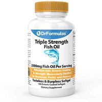 DrFormulas 2000mg Triple Strength Omega 3 Fish Oil with EPA and DHA, 180 Burpless Softgels