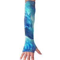QG ZZX Ice Fire Wolf Unisex Compression Arm Sleeves UV Protection Performance Arm Sleeve - for Outdoor Sports Baseball,Basketball,Football (1 Pair)