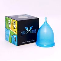 Super Jennie Menstrual Cup - High Capacity - A Life Saver for Heavy Flow Users - Top Quality - Soft, Flexible - Made in USA - Small Blue